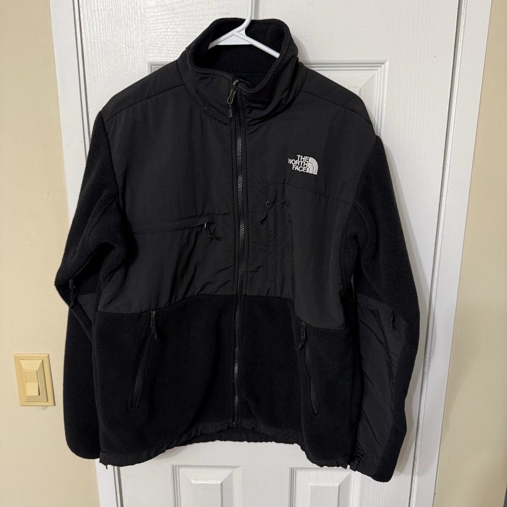 The North Face Jacket Denali Hoodie Men's Medium Black Full Zip Fleece